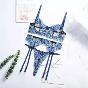 kf S7cd6591c933147f8b749a07aed9bc469Q Plus Size Floral Lingerie Embroidery Women s Underwear Set Fancy Lace Bra Kit Push Up Thongs