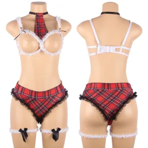 kf Sa5c09534b6ae40b4b086330d2644453fN Big Size French Student Maid Cosplay Costumes Sexy Lace Underwear Role Play Babydoll Bikini Lingerie Set