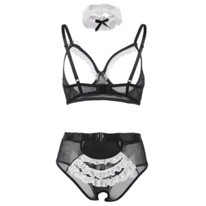 kf Sd831e3c1836f4b0b8375d83f3c588b2cW Big Size French Student Maid Cosplay Costumes Sexy Lace Underwear Role Play Babydoll Bikini Lingerie Set